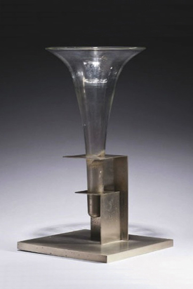Robert Mallet-Stevens nickeled brass blown glass vase.jpg